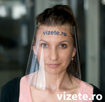 Vizeta de protectie / viziera de protectie vedere laterala impotria coronavirus.