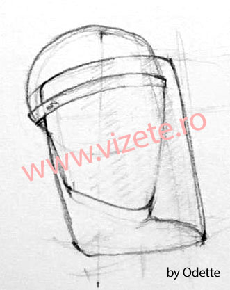 vizeta viziera protectie fata vedere perspectiva - schita de productie